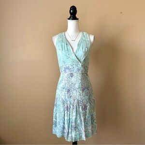 PHILIP DICAPRIO | Blue Silk Floral Sleeveless Midi Dress Sz 4